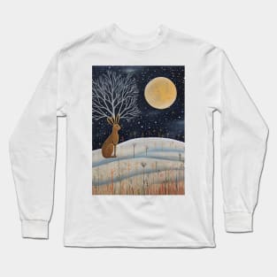 Moonlit Reverie: The Hare's Serenity Long Sleeve T-Shirt